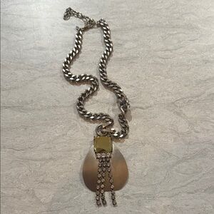 Modern Silver and Gold Necklace with Circular Pendant